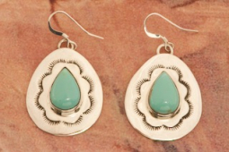 Genuine Campitos Turquoise Sterling Silver Navajo Earrings